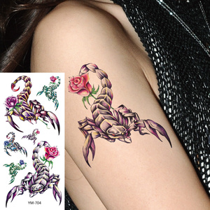 3d立体手腕手臂6个图花朵玫瑰花桃花毒蝎红色蝎子纹身贴防水x704