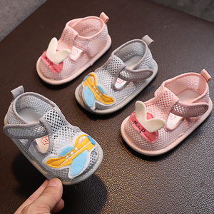 八个月宝宝鞋男宝一岁小凉鞋室内婴儿软底布鞋网面春夏女宝学步鞋