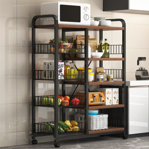 可移动厨房置物架落地多层收纳架微波炉烤箱架子多功能蔬菜储物架
