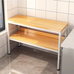 厨房专用桌子简易长方形切菜台桌落地小餐桌家用多功能双层操作台
