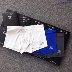 正品gucci内裤古奇中腰男士四角羊奶冰丝平角莫代尔短裤3条礼盒装
