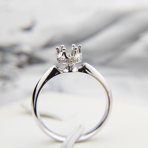 18k金 钻石戒指空托 戒托 pt950铂金定制 复古皇冠钻石婚戒