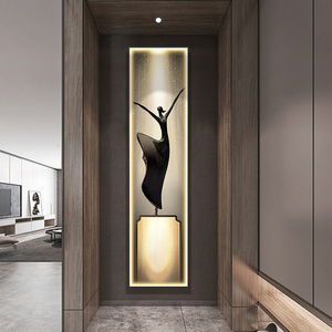 led发光窄竖版长条现代简约入户进门大气玄关装饰画过道走廊挂画