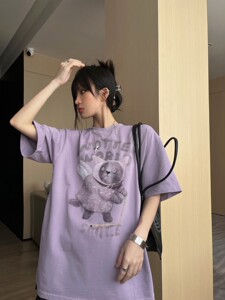 DT买手店小众设计师品牌24春夏新款卡通滑板猫咪印花休闲短袖T恤