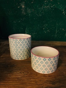 外贸出口丹麦陶瓷调料碗 调料罐 筷子刀叉桶 手绘釉下彩 特惠