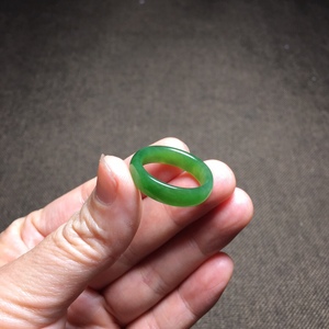 新品和田碧玉戒指圈，内径18mm，冰底阳绿