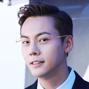 高端无框眼镜纯钛男金色无边框眼镜架商务超轻金丝边近视眼镜框