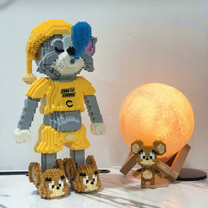 汤姆杰瑞猫和老鼠乐高生日手工diy礼物微颗粒高难度积木拼插摆件