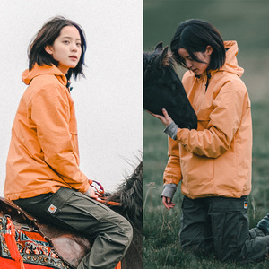 欧阳娜娜明星同款半拉链套头冲锋衣夹克女户外运动防风短外套女