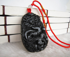 新款泰山墨玉龙项链项坠转运平安玉石颈部挂饰挂件吸财风水桃木缘