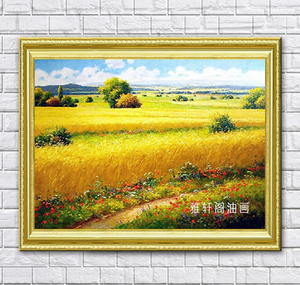 淘宝手绘油画 客厅沙发背景墙欧式田园《丰收》风景无框装饰画 壁画