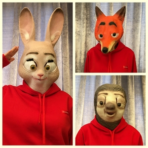 疯狂卡通儿童动物城朱迪面具尼克狐狸头套派对树懒乳胶动物头套