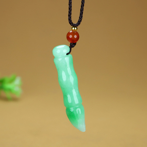 翡翠文昌笔吊坠阳绿缅甸玉石毛笔学生挂件金榜题名文曲星福禄星