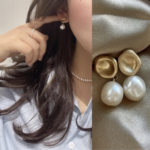 经典巴洛克珍珠耳钉温柔简约耳饰百搭气质耳环无耳洞耳夹女银针
