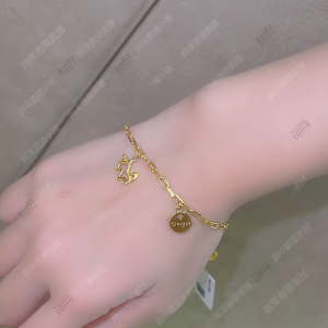 六福珠宝香港专柜现场直播 独角兽黄金手链 网红爆款简约纯金首饰