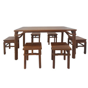 鸡翅木家具红木餐桌长方形方桌中式实木明清古典简约吃饭桌六件套