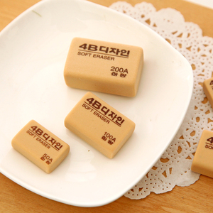 韩国花郎橡皮擦 4b美术用 学生橡皮 咖啡黄色彩色黑色 6个装 盒装