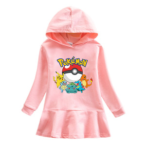 皮卡丘女童连衣裙春秋纯棉口袋妖怪女宝宝公主裙神奇宝贝衣服童装