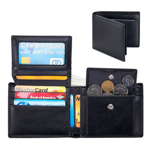 新款真皮多功能男士短款钱包三折RFID防盗刷钱夹卡包硬币包收纳包