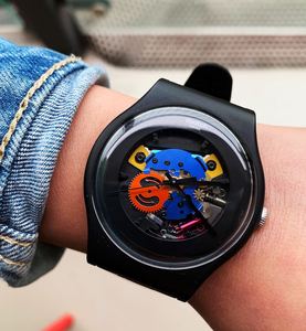 全新绝版swatch手表炫彩镂空全透明透视黑suob101透视白8907089