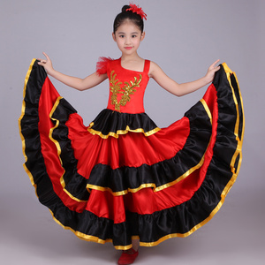 新款儿童西班牙舞蹈大摆裙演出服斗牛舞服装舞蹈裙幼儿表演服装女