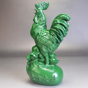 绿色木雕鸡摆件黑檀十二生肖雄鸡实木家居客厅装饰大公鸡吉庆送礼