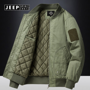 jeep吉普秋冬季外套男款飞行员夹克棉服短款宽松二棉美式棉衣冬款