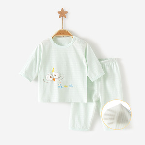 婴儿夏装纯棉衣服薄款分体套装夏季男宝宝睡衣空调服一岁半女宝两