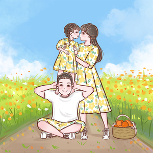 亲子头像定制手绘全家福漫画一家三口一家四口动漫q版卡通图约稿