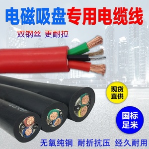 起重电磁吸盘电缆线2芯6/10/16/25/35平方双钢丝电缆卷筒电缆线