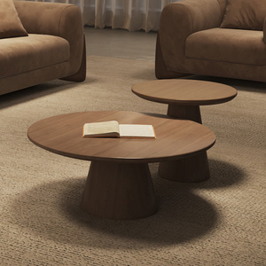 纳威日式侘寂风茶几圆形大小高低北欧客厅极简设计师款原木风矮桌