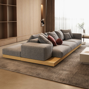 纳威日式侘寂风格布艺沙发现代简约超深坐宽双面背靠背沙发组合