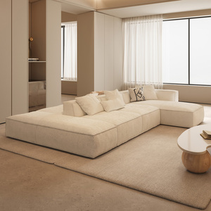 纳威布艺沙发双面背靠背客厅组合横厅极简豆腐块现代简约奶油风