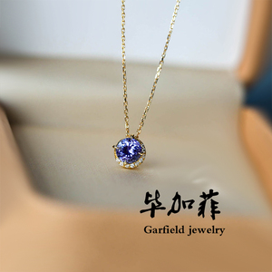 日系star Jewelry天然坦桑石18K金项链轻奢紫水晶agete阿卡朵吊坠