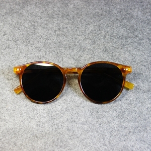 vintage日系男女复古圆框偏光太阳眼镜TR90黄玳瑁防晒紫外线墨镜