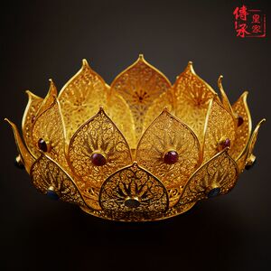 唐代风格嵌宝莲花冠汉服配饰