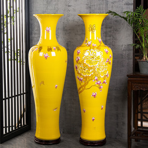 景德镇陶瓷器中国红色高客厅落地大花瓶电视柜装饰品摆件大号特大