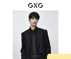 GXG男装 商场同款零压系列黑格平驳领西装 24春季新品GFX11301561