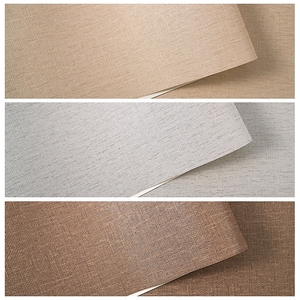 浅灰色亚麻布纹墙纸现代简约酒店饭店美容院纯素色暗纹壁纸深咖色