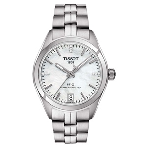 kate美国代购tissot天梭贝母镶钻机械女表t1012071111600