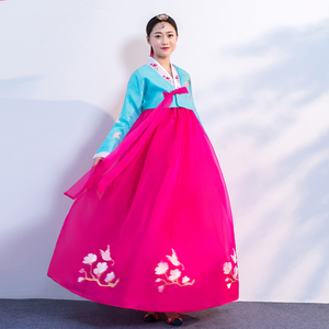新款改良朝鲜服族刺绣花韩服女日常韩国宫廷结婚礼服表演出舞蹈服