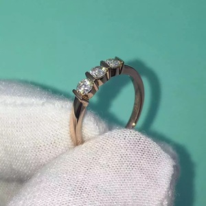 金爵士珠宝18K黄金玫瑰金实验室培育钻石排钻戒指三颗钻 三生三世