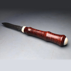 鸿木斋紫檀雕刻 小叶紫檀满水波老料茶刀 孤品z1802