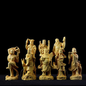 黄杨木雕八仙过海实木雕刻中式古典摆件家居客厅装饰人物工艺礼品