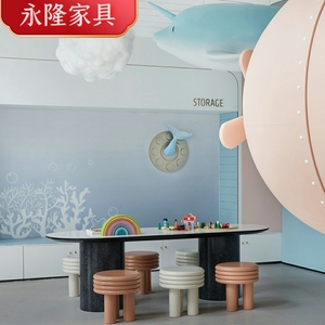 现代售楼部儿童区桌椅组合设计师创意设计儿童样板房早教中心家具