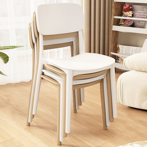 家用塑料椅子商用餐桌椅现代简约靠背椅可叠放凳子快餐店白色餐椅