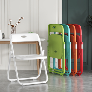 塑料折叠椅子靠背宿舍家用学习会议办公可叠放凳子网红便携小餐椅