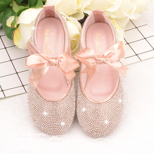 时尚儿童鞋女童皮鞋粉色公主鞋全钻石单鞋韩国柔软叶罗丽cos