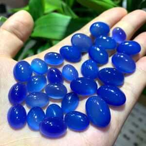 天然蓝玉髓玛瑙戒面裸石蛋面可镶嵌编绳戒指吊坠耳钉手链