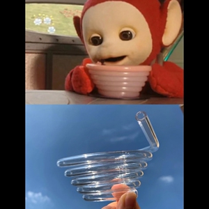抖音同款天线宝宝奶昔杯小波喝水杯玻璃碗耐高温立体透明吸管杯子